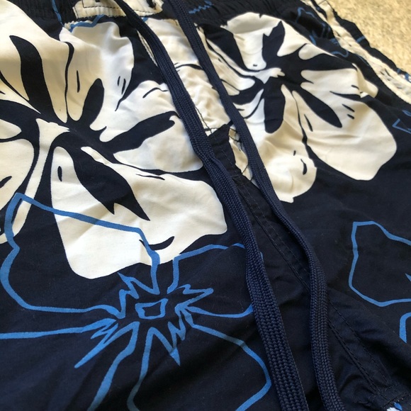 Blue White Hawaiian Hibiscus Board Shorts Swim Trunks Medium - Picture 2 of 12